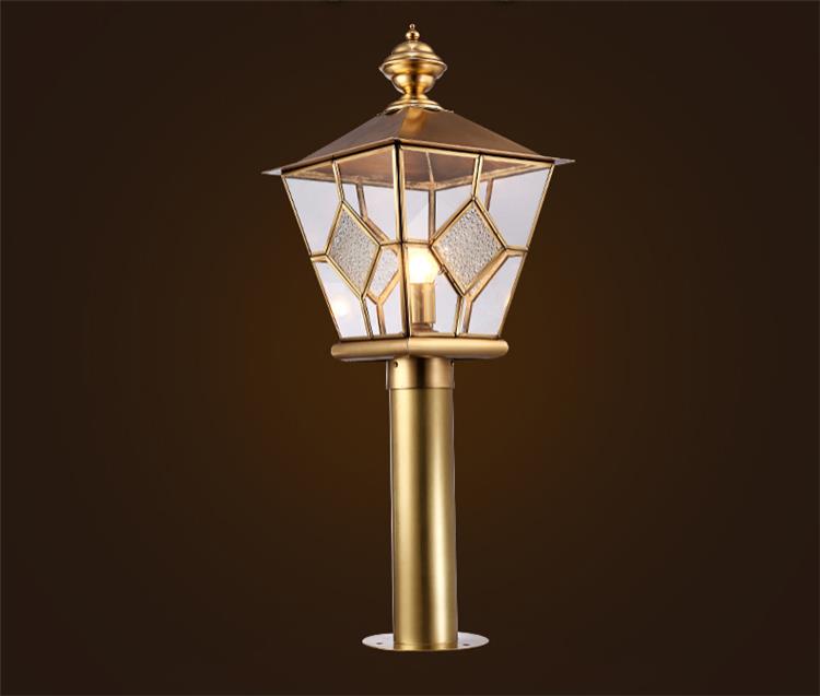 LED zdroj E27 1 Světlo venkovní Pillar Lantern Nebo Měděný Pilíř Světlo s Temperad Glass
