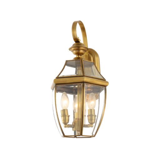 Venkovní leštěný Brass Finish Brass Wall Lantern s Clear Beveled Glass