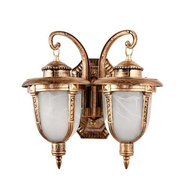 Retro bronzová dvojitá hlava vnější nástěnná lampa, vodotěsná nástěnná lampa, veranda, venkovní stolní lampa