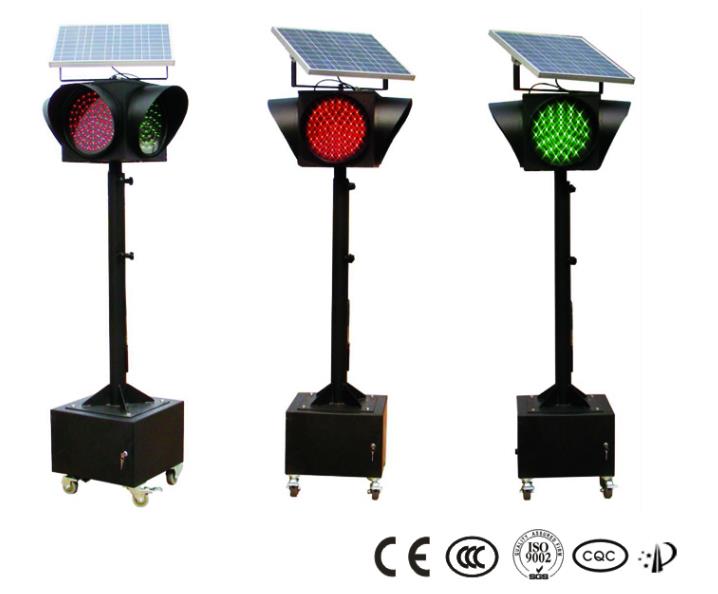 Červená, žlutá a zelená silnice Sluneční semafor, sluneční LED signalizační světlo