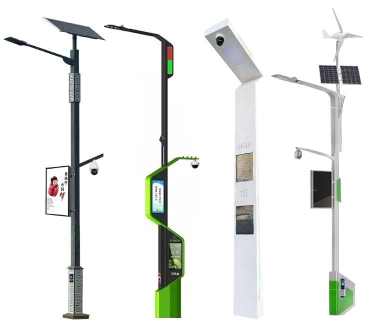 Smart Pole s kamerou a větrem Sluneční hybridní regulátor Zásobování Energie LED Street Světla